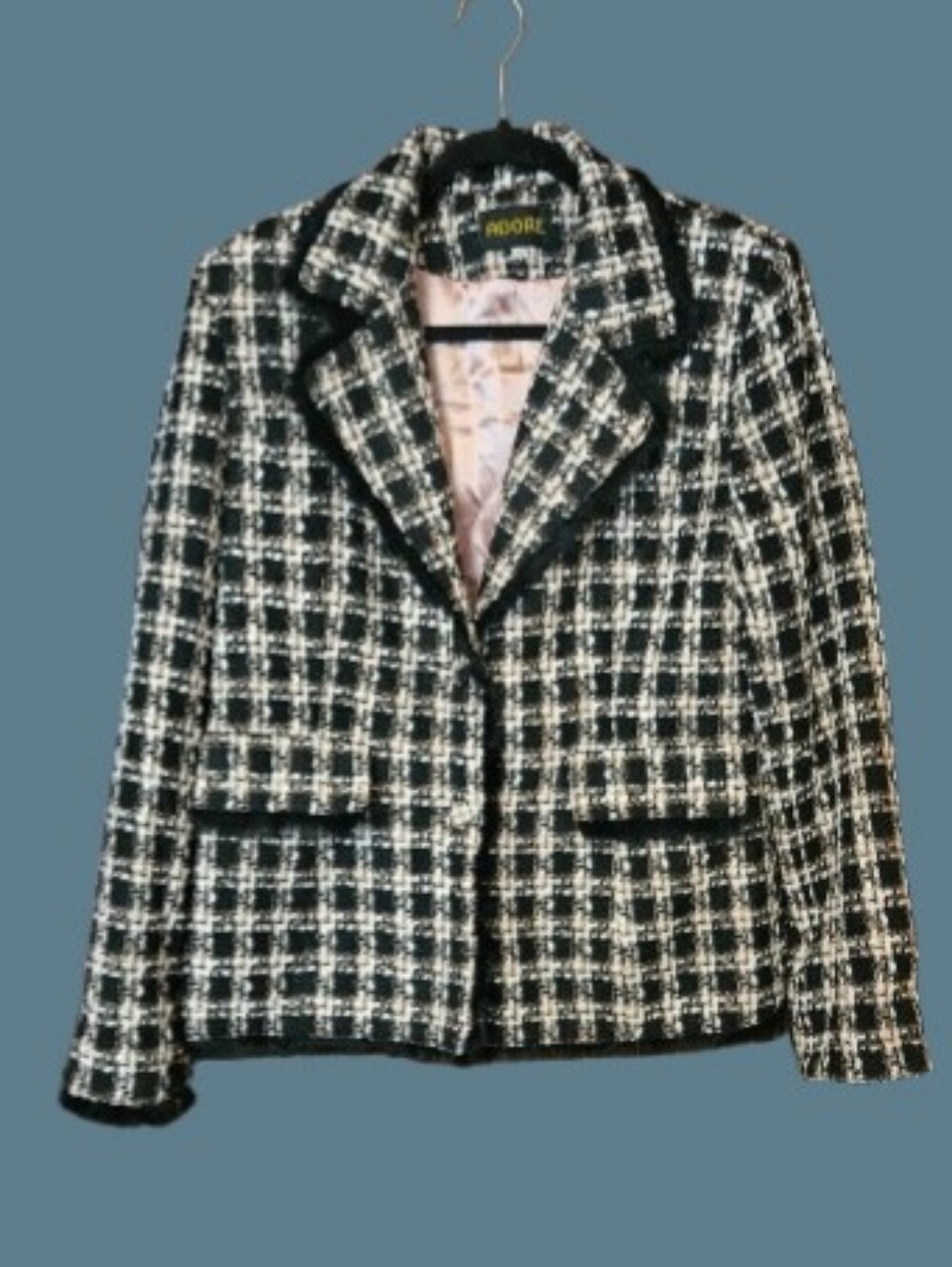 *Adore Tweed Blazer with Faux Fur Fringe Trim